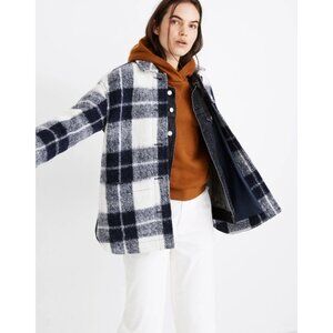 Madewell Walton Shirt-Jacket Blue & White Colleton Plaid Shacket Gorpcore Size M